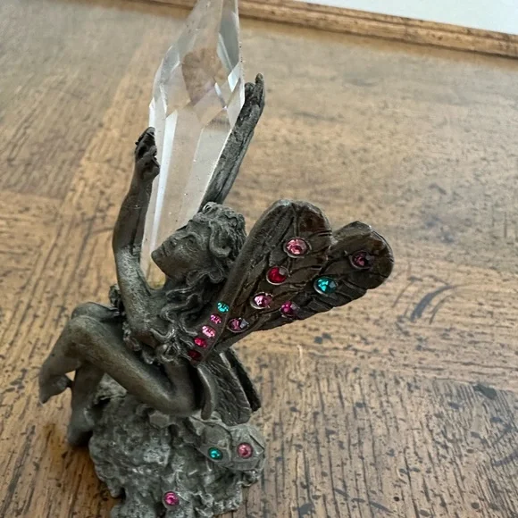 Rare Comstock CCI Pewter Fairy Fae Nymph Pixie Crystal Rhinestones Figurine - Picture 10 of 11